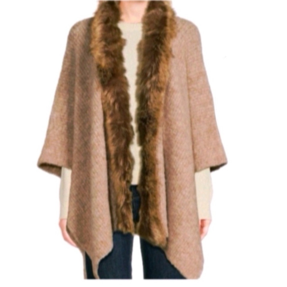 Anthropologie Mad Style 100% Acrylic fur lined open front sweater shrug cardigan